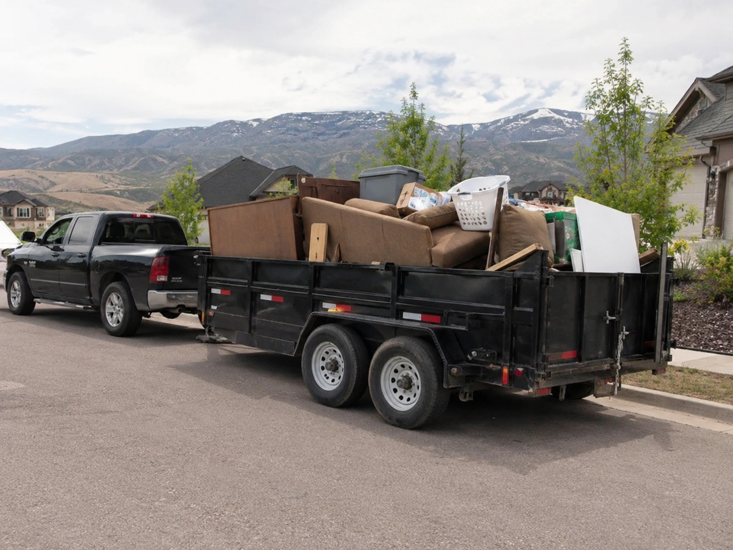 Example cleanup trailer loaded with furniture and cleanup items
